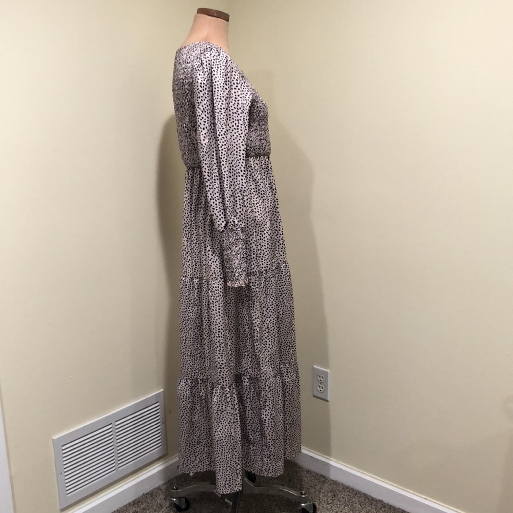 Francesca’s Collection Maxi Dress Size Medium Beige Cheetah Animal Print - Picture 4 of 9
